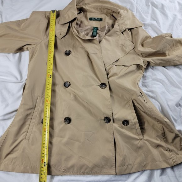 Lauren Ralph Lauren Womens Small Beige Outdoors Coat Jacket Belt Casual Comfort - Picture 9 of 10